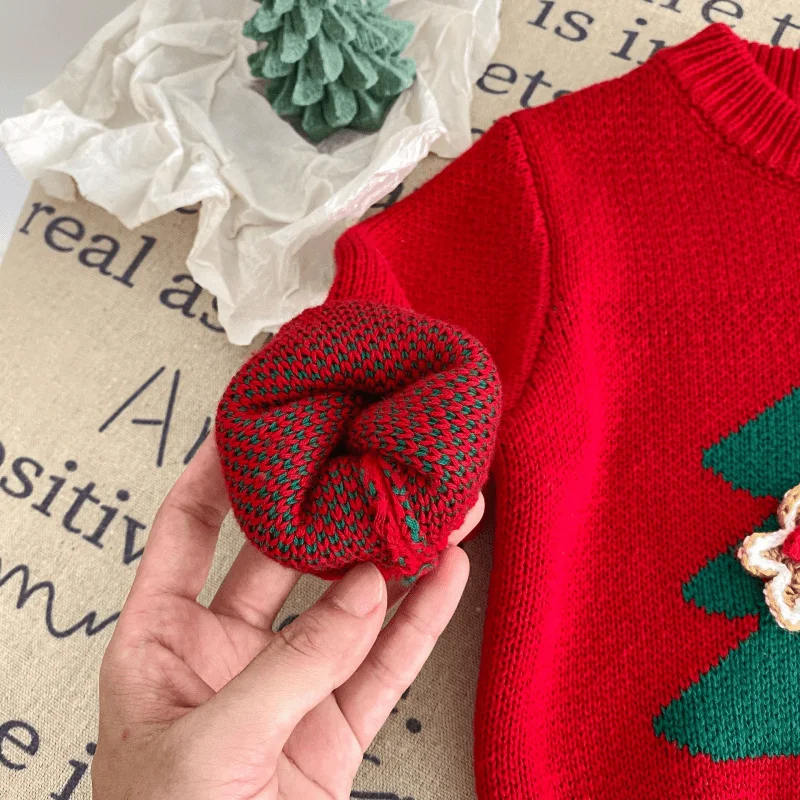 Newborn Baby Girl Boy Cotton Sweater Infant Toddler Child Long Sleeve Knitted Hoodie Christmas Tree Pullover Baby Clothes 3M-2Y