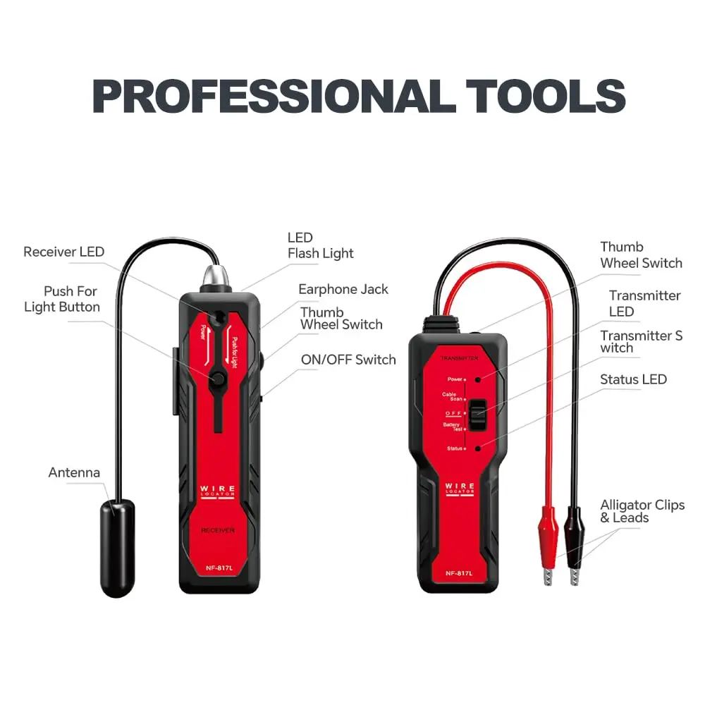 Noyafa NF-817L podzemní lanko bovdenu lokátor anti-interference lanko bovdenu tester vizuální porucha drát tracer odborný lanko bovdenu vyhledávač