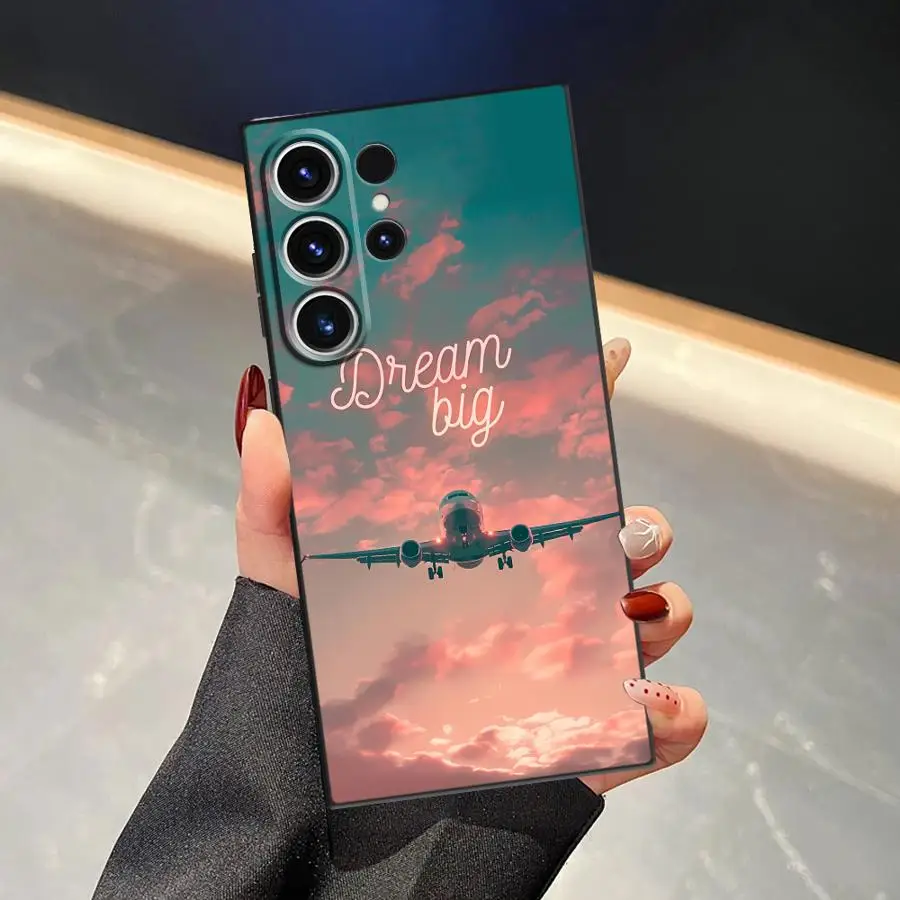Sleek Black Minimalist Airplane Soft Case