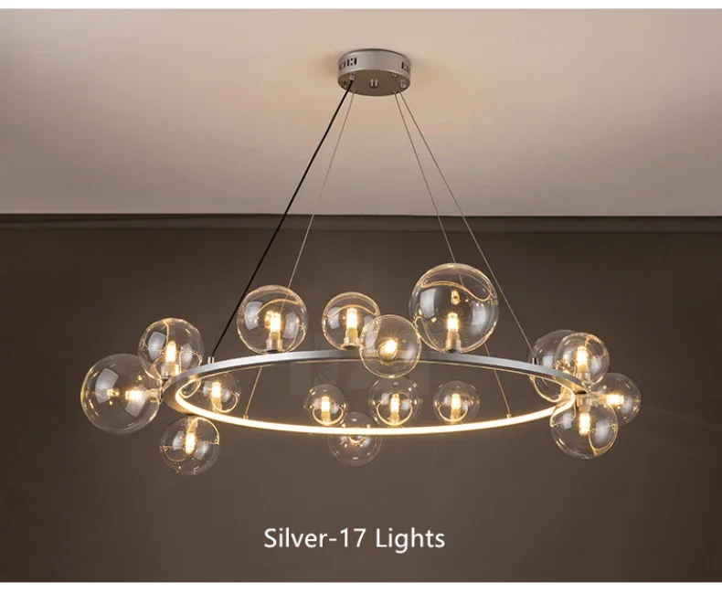 Description Picture 5 of itemGlass Ball Chandelier for Dining Room Living Room Nordic Glass Ball Bedroom Bedside Small Chandelier Bubble Light Chandelier