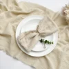 Rustic Gauze Table Runners Beige Cotton Dining table Retro Burr Texture Vintage Home Christmas Wedding Decoration 1