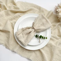 Rustic Gauze Table Runners Beige Cotton Dining table Retro Burr Texture Vintage Home Christmas Wedding Decoration 1