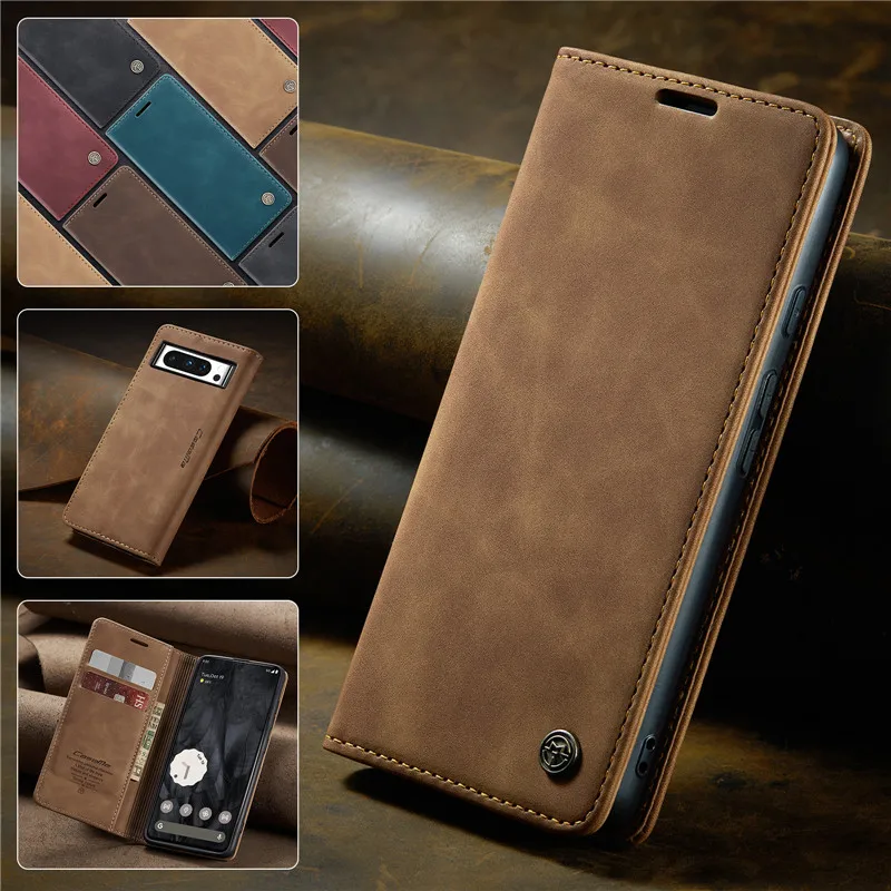 RankOne Leren hoes voor HTC U24 Pro (6,8 inch), flip portefeuille, hoes