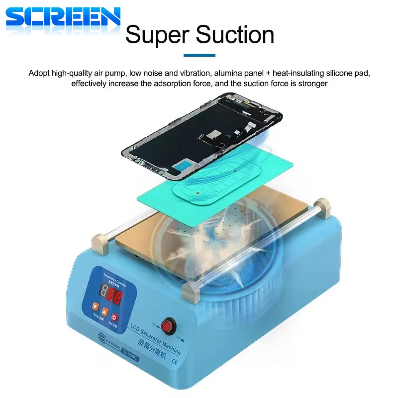 SUNSHINE S-918L LCD Screen Separator for Mobile Phone Below 8 Inches Super Suction Screen Repair Separation Machine Tools