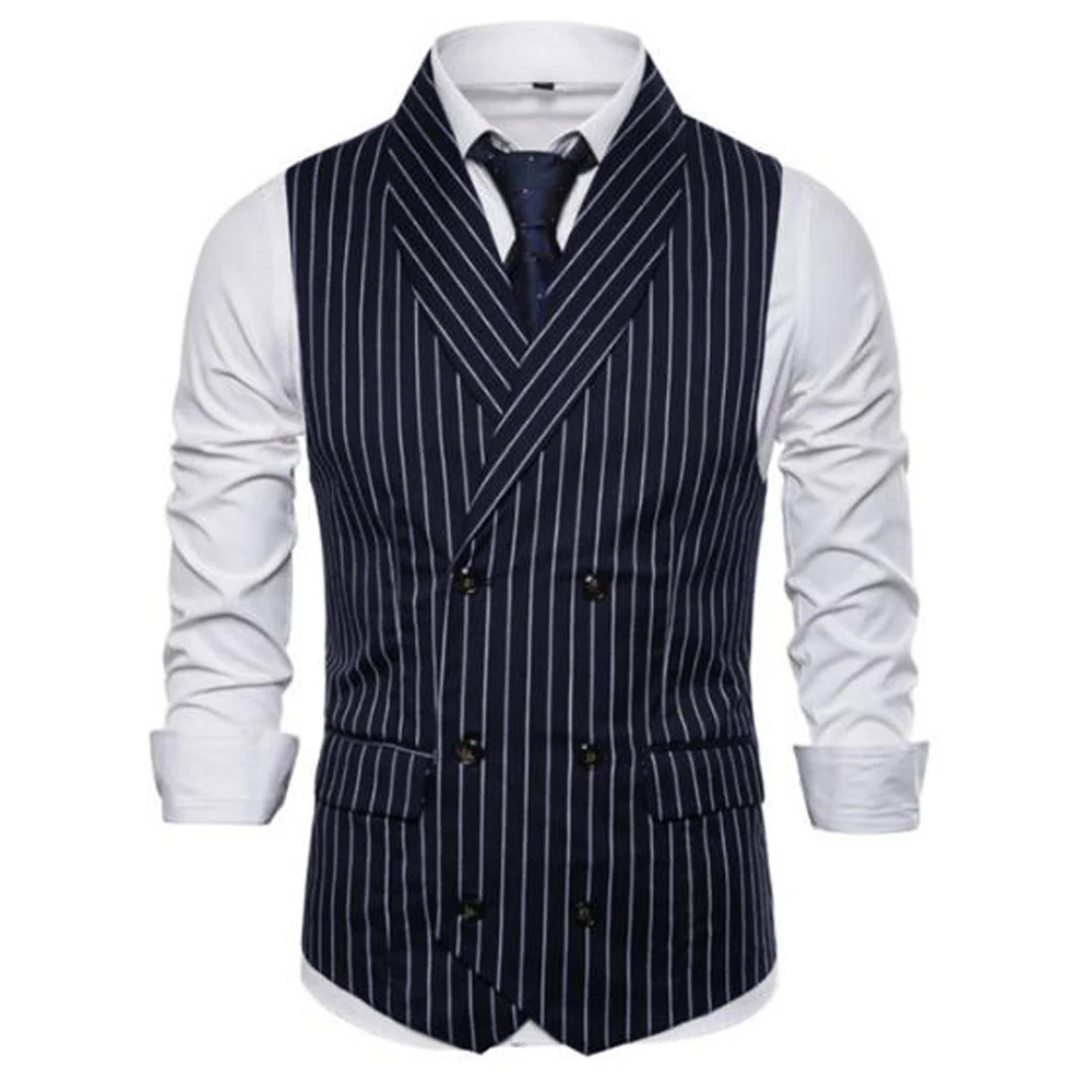 

Lapel Jackets Double Breasted Vest Male Stripe Men's Luxury Clothing Vest Man Dress Mens Dress Clothes Elegant Suits for Men