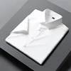 New Spring Summer Men Shirt Non-Ironing Anti-Wrinkle Business Casual Solid Color Elastic Smooth Short Sleeves Work Social Shirt 1