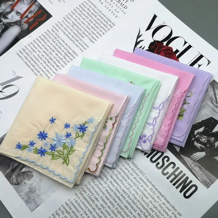 Description Picture 5 of itemEmbroidery Handkerchief Towels Cotton Платок Ladies Soft Absorb Sweat Floral Square Hand Towel Traditional Gifts Toallas De Mano
