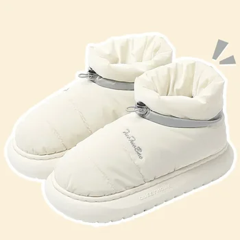 여성용 청키 스노우 부츠, 따뜻한 겨울 2023 방수 발목 부츠, 모피 미끄럼 방지 캔디 컬러 코튼 신발