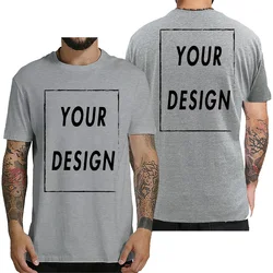 Personalized Men's Custom Design Cotton T-Shirt - Create Your Own Logo, Text, and Photo - 3XL (GRAY)