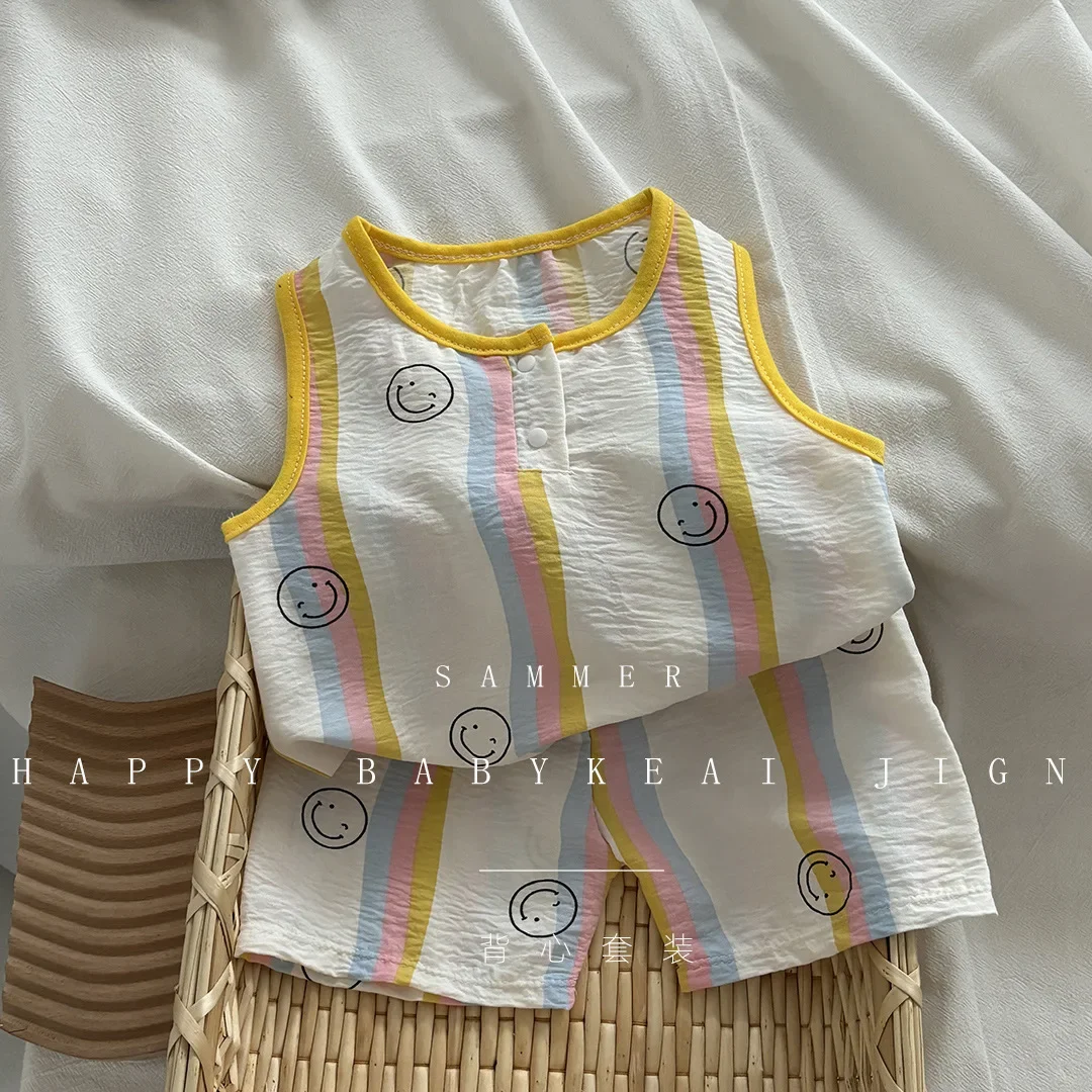 Two Pieces Set For Boys and Girls New Summer Korean Version Baby Casual Vest Shorts 1