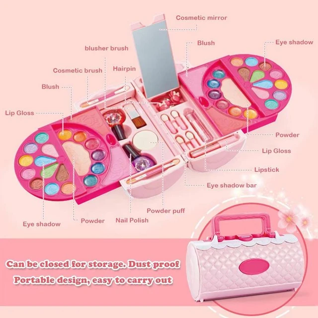 Fingir kit de maquiagem para meninas crianças fingir jogar maquiagem  conjunto com saco de cosméticos para meninas real cosméticos seguro  não-tóxico crianças maquiagem - AliExpress