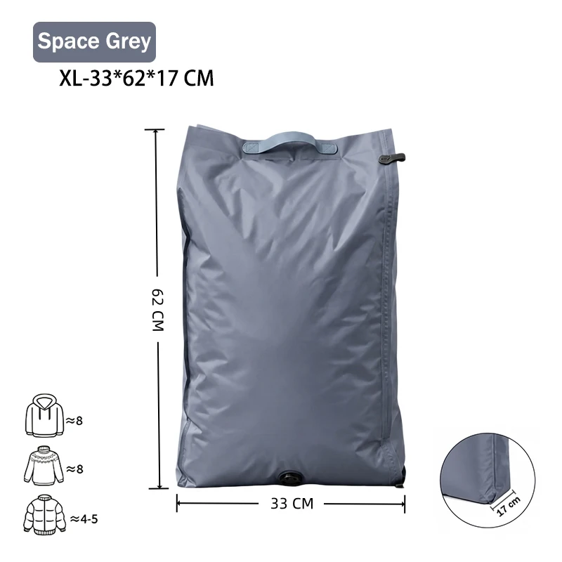 Vacuum Compression Packing Cubes and Waterproof Laundry Organizer Bag Set