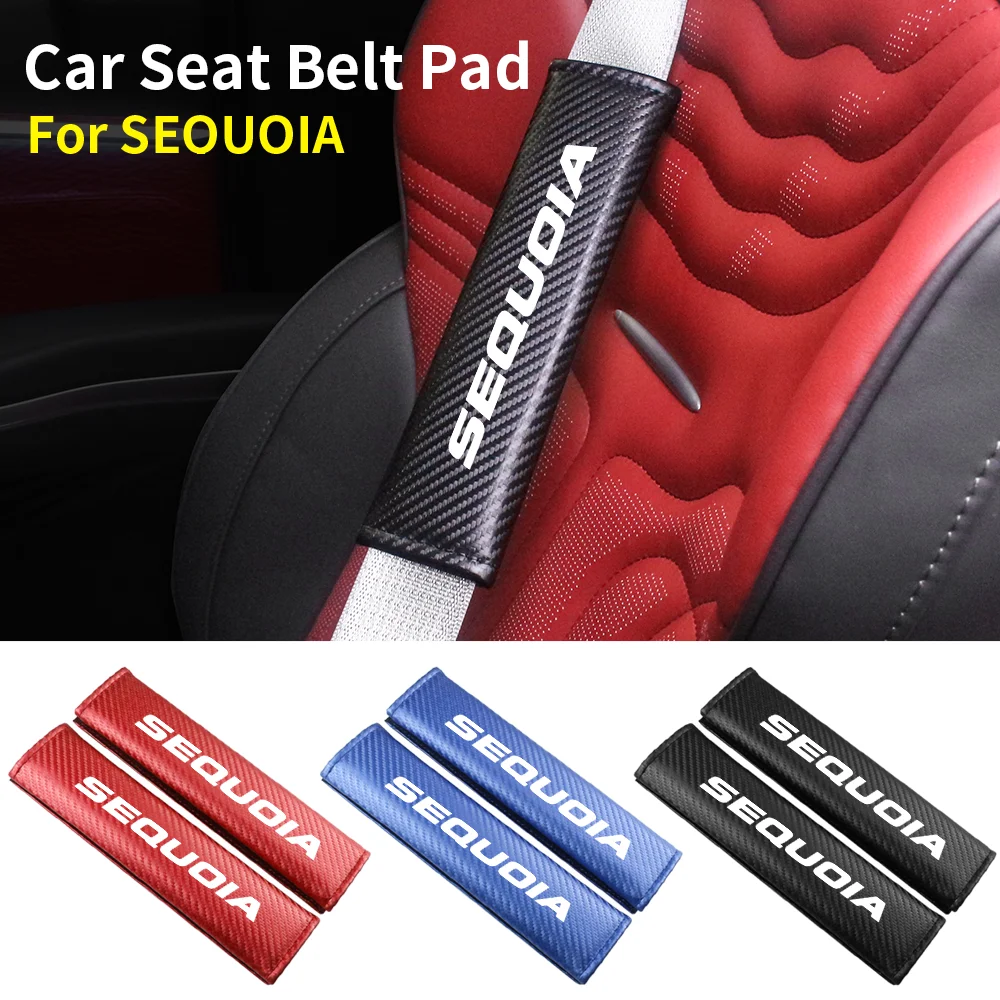 

Carbon Fiber Car Safety Belt Cover Adjustable Seat Belt Cover Shoulder Strap Padding Pad Cushion For Toyota SEQUOIA Accessories