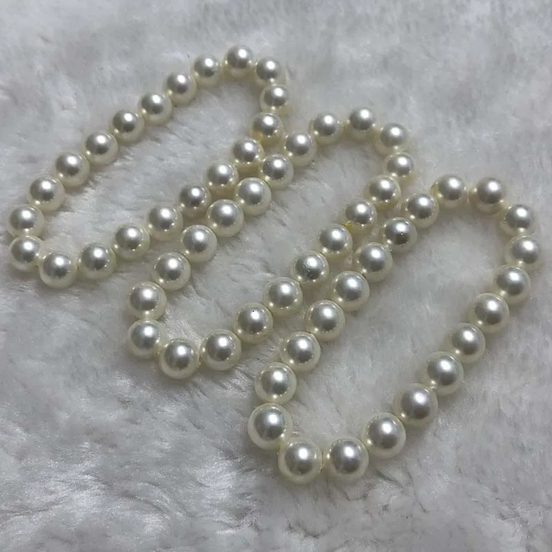 

{ELEISPL] Lots 42 Qty 8mm Perfect Round Beads White Sea Shell Pearls Bracelets #23501-3