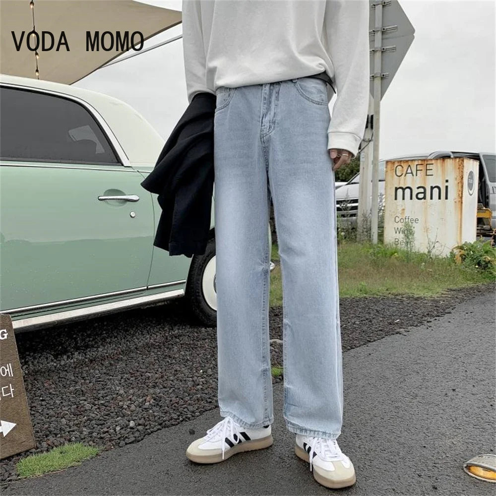 Fashion Jeans Men High Waist Skinny Jeans Mens Denim Boyfriend Pants Spring Autumn Straight Biker Light Blue Trousers Jean