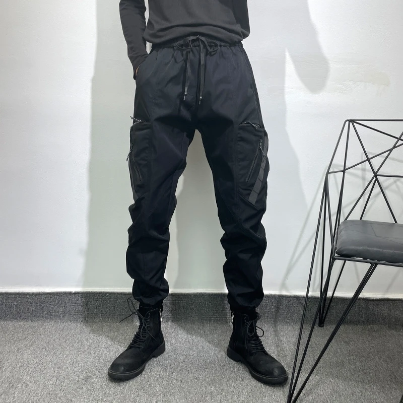 

Japanese Fashion Multi Pocket Casual High Street Overalls, Fashionable Men's Splicing Function, Popular Hip-Hop Tapered Pants