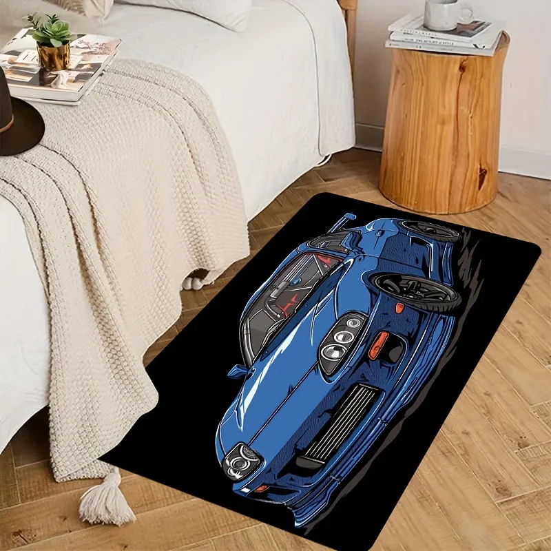 1pc Rectangle Racing Car Pattern Floor Mat For Living Room Bedroom