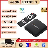 LEFFOT L3 Smart TV Box Amlogic S905L3 Android 14.0 Телеприставка 2 ГБ 16 ГБ 4K HD BT Google Voice Дистанционный медиаплеер Домашний Android