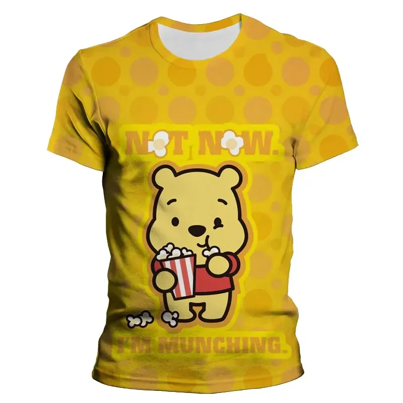 

2024 Disney Winnie The Pooh 3D Print T-shirt For Men Cartoon Casual Anime Clothing Children Tshirts Tops
