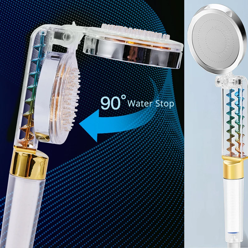 

Turbofan Shower Head With Filter 90 Rotation High Pressure Water Saving Hand Shower Turbocharged Shower Head Bathtub Accessories