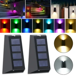 Applique murale solaire à LED, imperméable, 7 couleurs, lumière chaude/blanche, pour l'extérieur, décoration de jardin, clôture, cour, 2 pièces/ensemble 