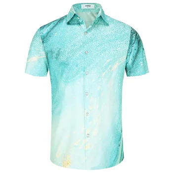 KYKU Men's Casual Button-Down Shirts Hawaiian Shirt Short Sleeve Beach Clothes with Pockets 1