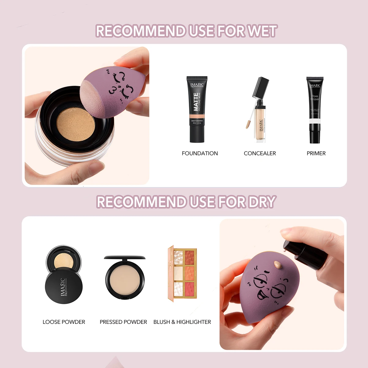 IMAGIC 4 개/대 메이 컵 스폰지 와 Storage 상자 Soft Professional Puff 건조 & 젖은 Use 파운데이션 Powder 아름다움 Tool Women 스폰지