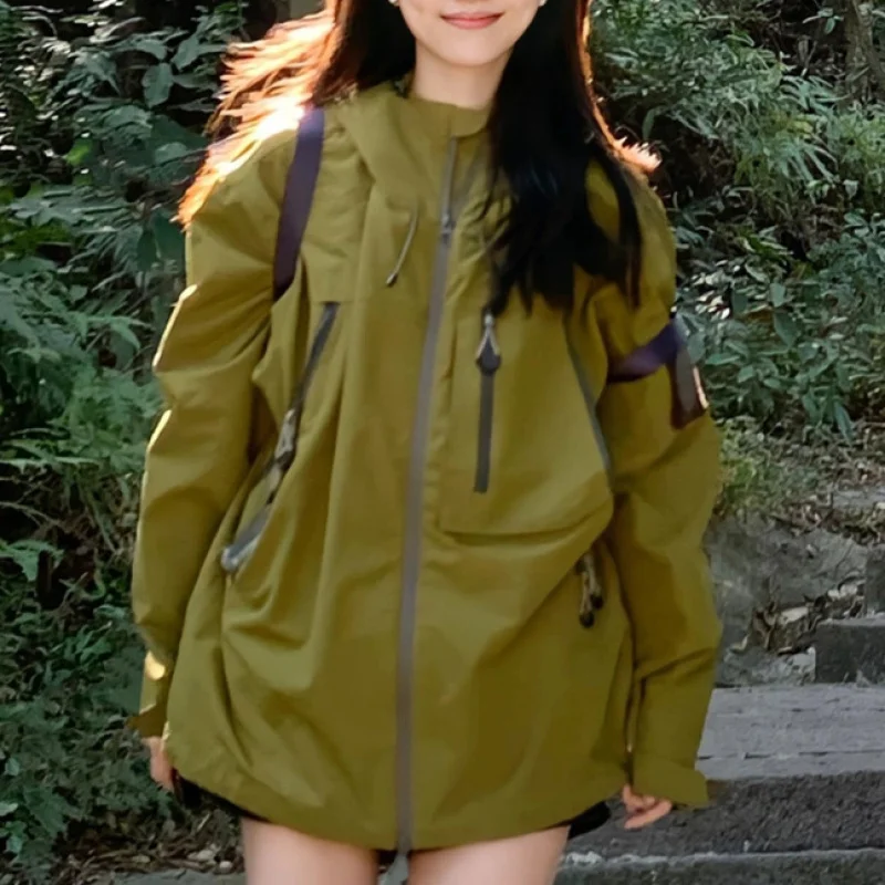 2023 Spring New Three-proof Japanese Outdoor Camping Spring and Autumn Solid Color Couple Jacket Jacket Jacket for Women plush women hoodie autumn color loose pullover hooded korean fashion cold proof thicken soft winter hooded sweatshirts худи 후드티