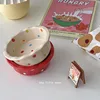 Pet Bowl Cute Ins Storm Dot Ceramic Bowl Dessert Breakfast Bowl Home Cat Dog Bowl Feeding Basin  Cat Caramics Supplies 3