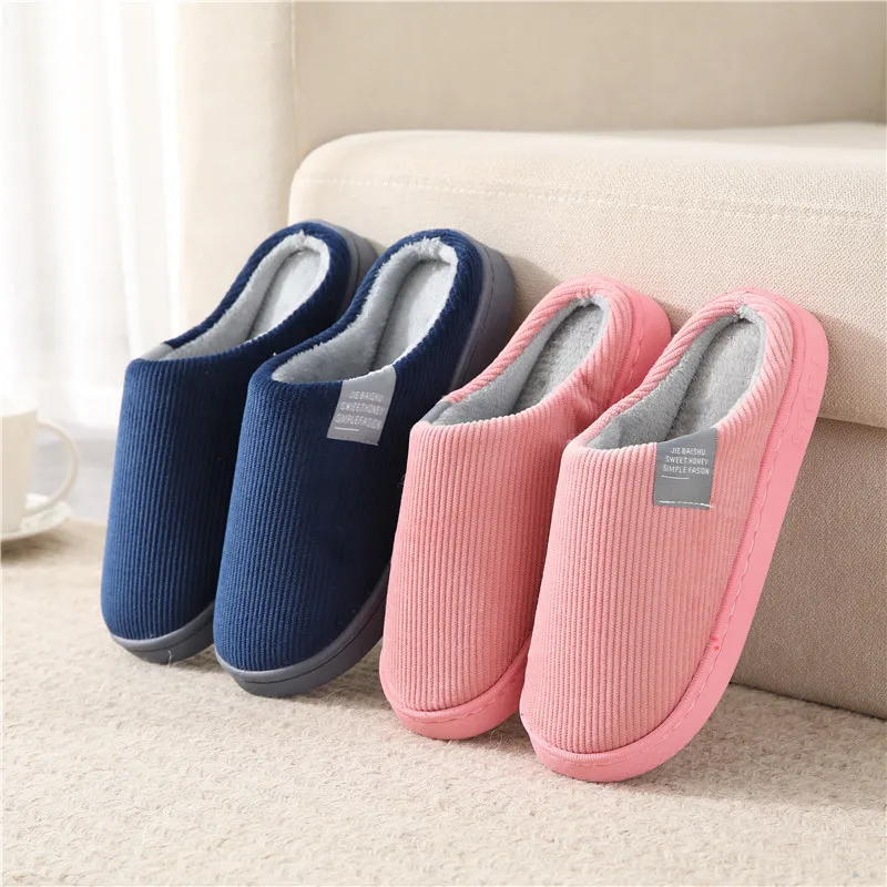 Womens Home Slipper Female Winter Warm Plush Cotton Anti Skid Indoor Fuzzy Non Slip Room House Floor Shoes Male Men 2024 New