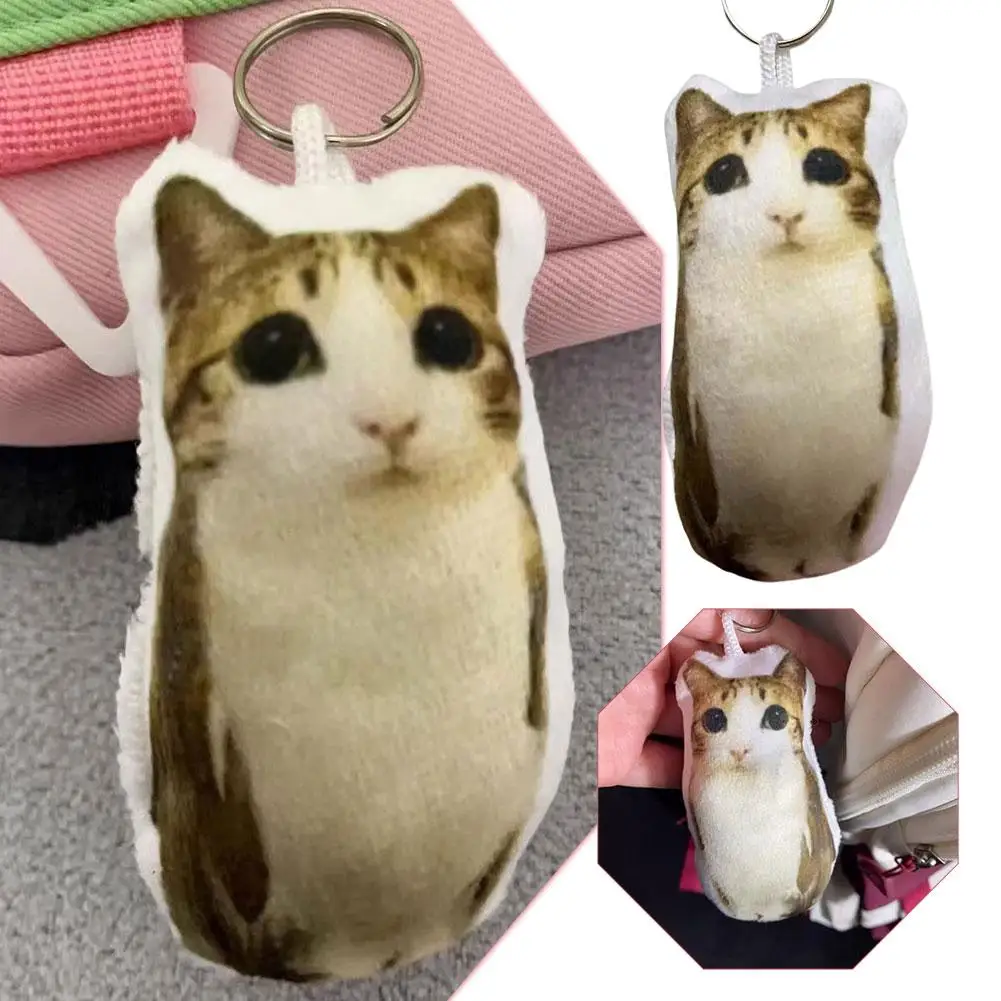 Chaveiro de Pelúcia Engraçado de Gato Meowl com Som, Charmoso e Macio para Bolsas, Presente Fofo para Amantes de Gatos e Amigos