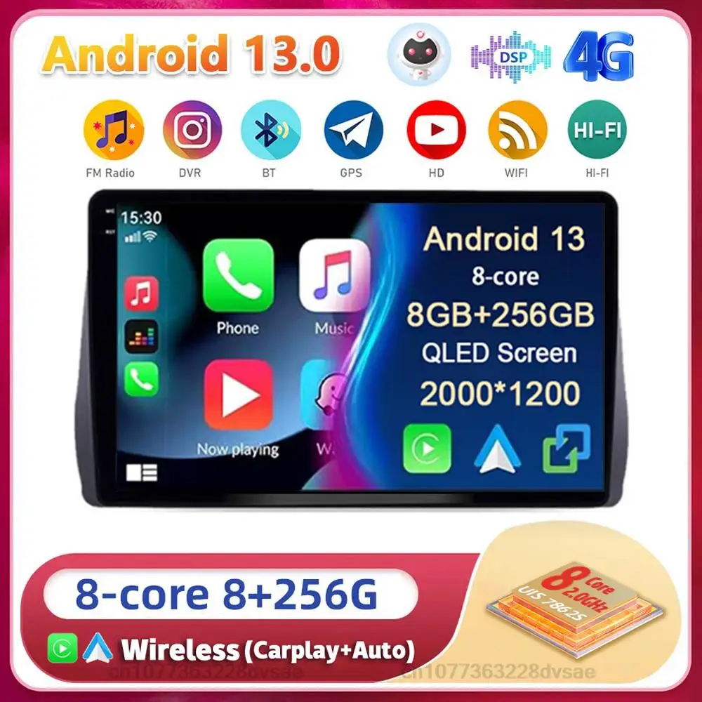 

Android13 For Toyota Wish 2 II XE20 2009 2010 2011 2012 -2018 Car Radio Stereo Multimedia Player Navigation GPS Wireless Carplay