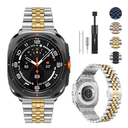 Premium Stainless Steel Luxury Watch Strap Bracelet - Watch Ultra 2025 (Silver gold)