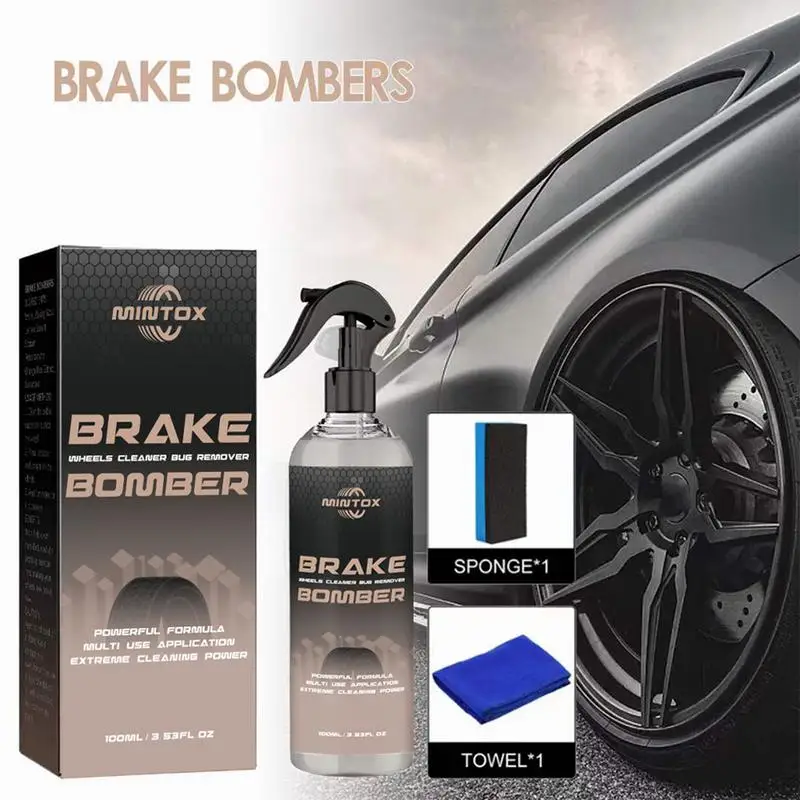 Stealth Brake Bomber 100ml Powerful Brake Cleaner Spray Can With Sponge And Wipe Effective Brake Dust Remover Quite Brake Clean