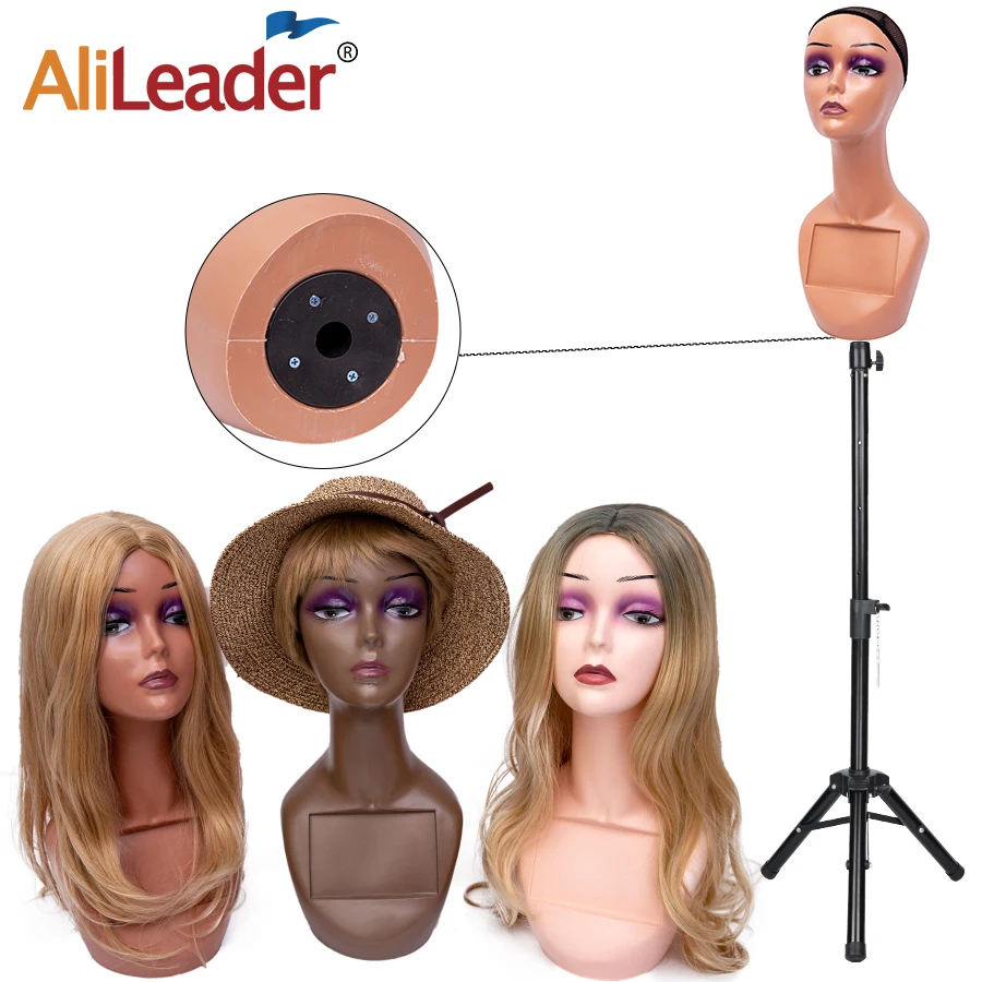 Realistic Female Mannequin Head with Shoulder Manikin Head Bust Wig Head for Display Wigs Necklace Earrings Hat dark Brown