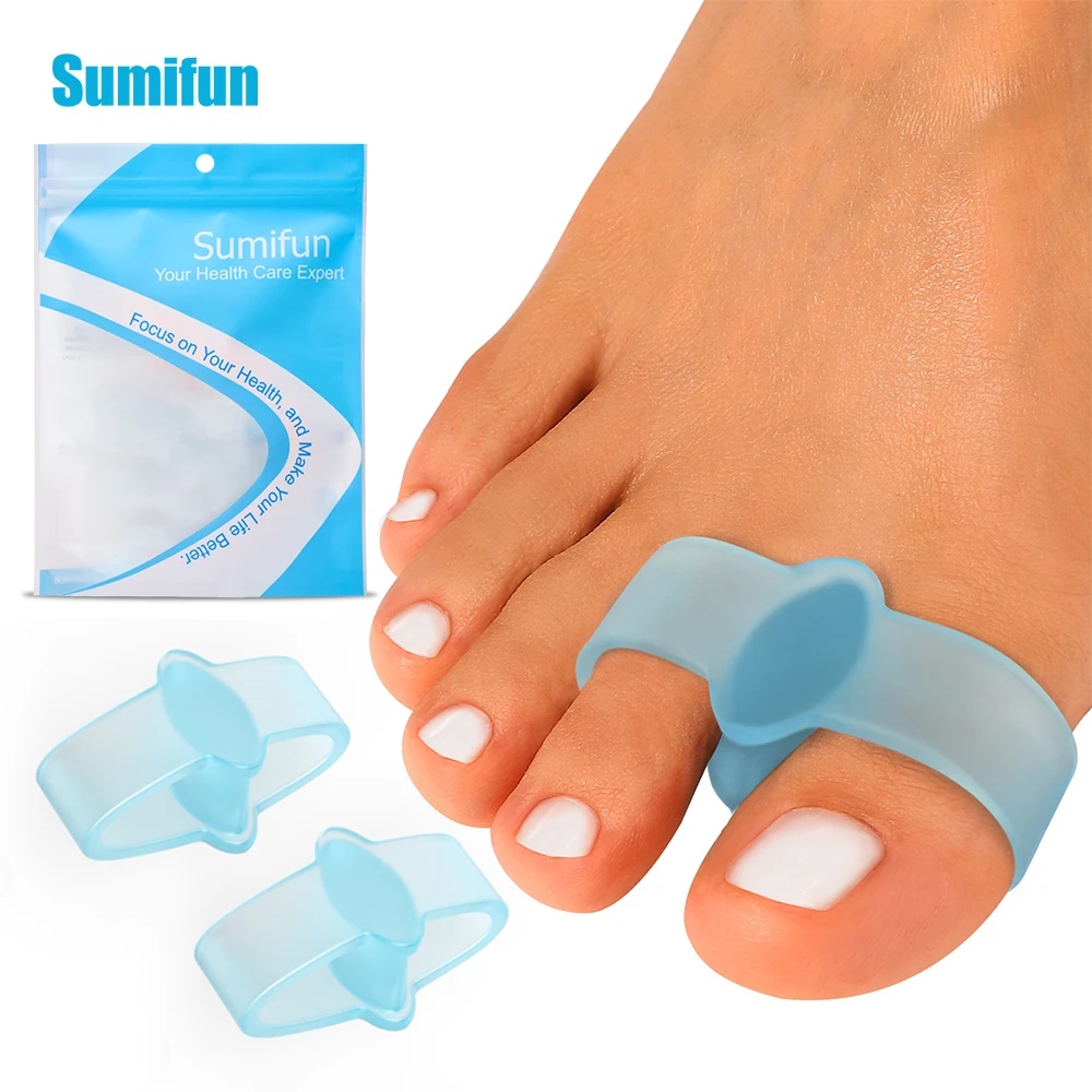 2Pcs/Pair Blue Silicone Toes Separator Hallux Valgus Toe Overlap Orthopedics Correction Pedicure Gel Pad Foot Clamp Protector 1 pair car racing development trd personalized aluminum alloy decorative stickers size 11 5 x 2 5 x 0 5cm blue