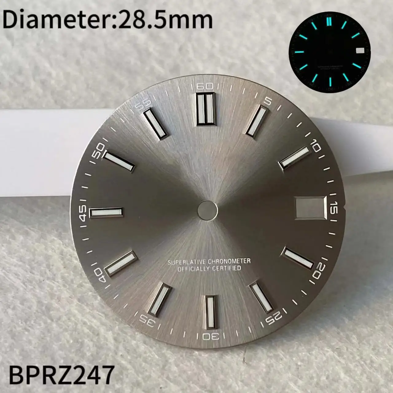 28.5mm Single calendar Blue Light Date S dial Black Silver Blue Dial Suitable 35 36 Automatic Movement 29mm S Dial