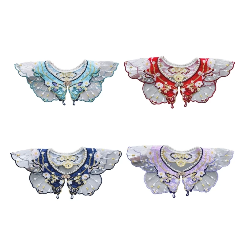 

Жемчужная шаль для женщин, накидка на плечо с накладным воротником, традиционный китайский Hanfu Yunjian Mamianqun, декоративный