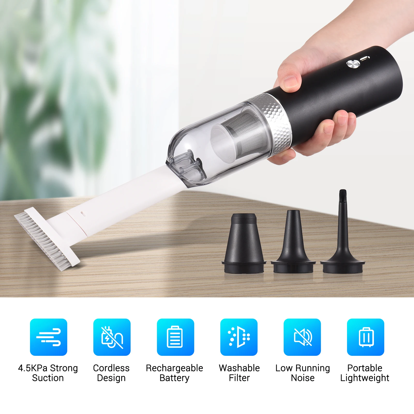 

4500Pa Powerful 2 in 1 Portable Cordless Car Vacuum Cleaner Handheld Rechargeable Car Vacuum and Blower with 2 Levels Adjustable