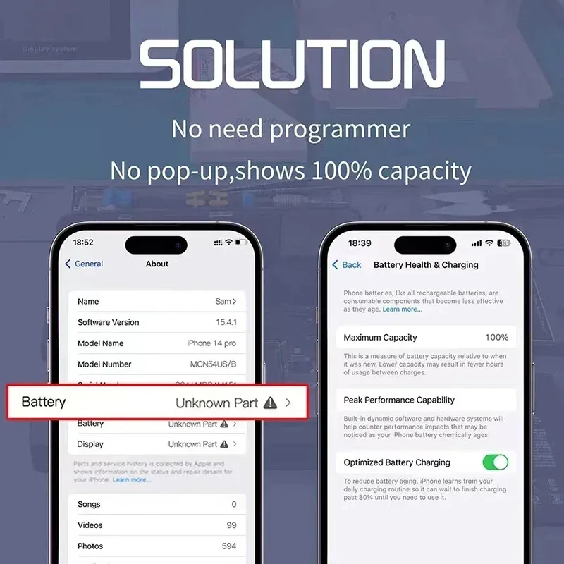 Nessuna batteria del telefono per saldatura BMS per iPhone 15 14 Plus 13 12 Mini Pro Max Non è necessario programmatore Nessun pop-up mostra capacità al 100% - Image 2