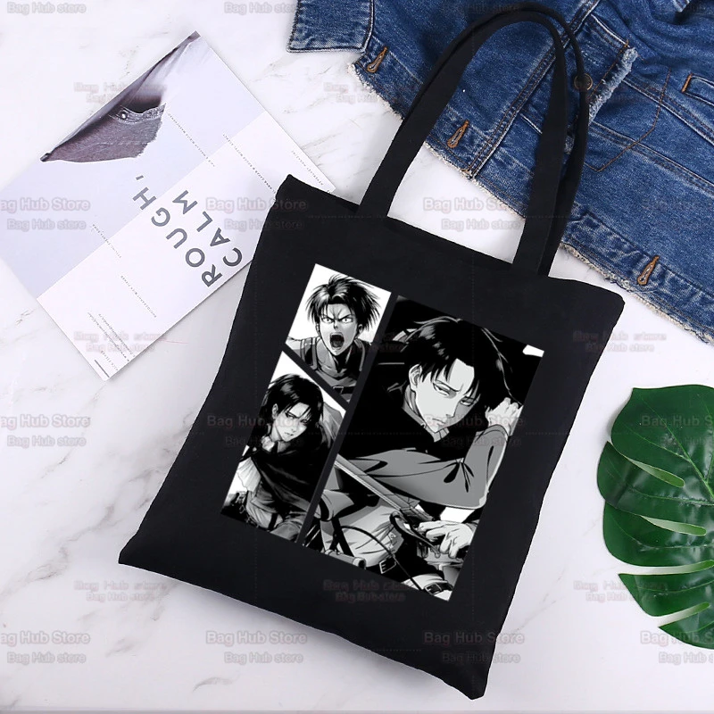 Anime Black Titan Attack Tote Bag | Levi Ackerman Tote Bag | Canvas Tote  Bag Levi - Shopping Bags - Aliexpress