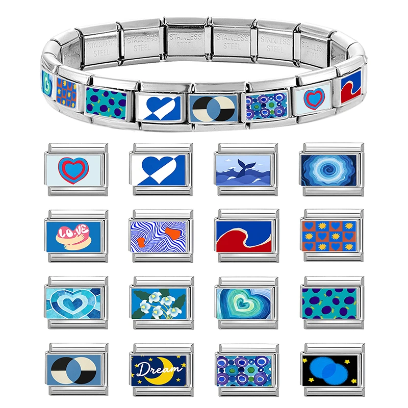 Italian Stainless Steel Link Charm Women Mens Bracelet