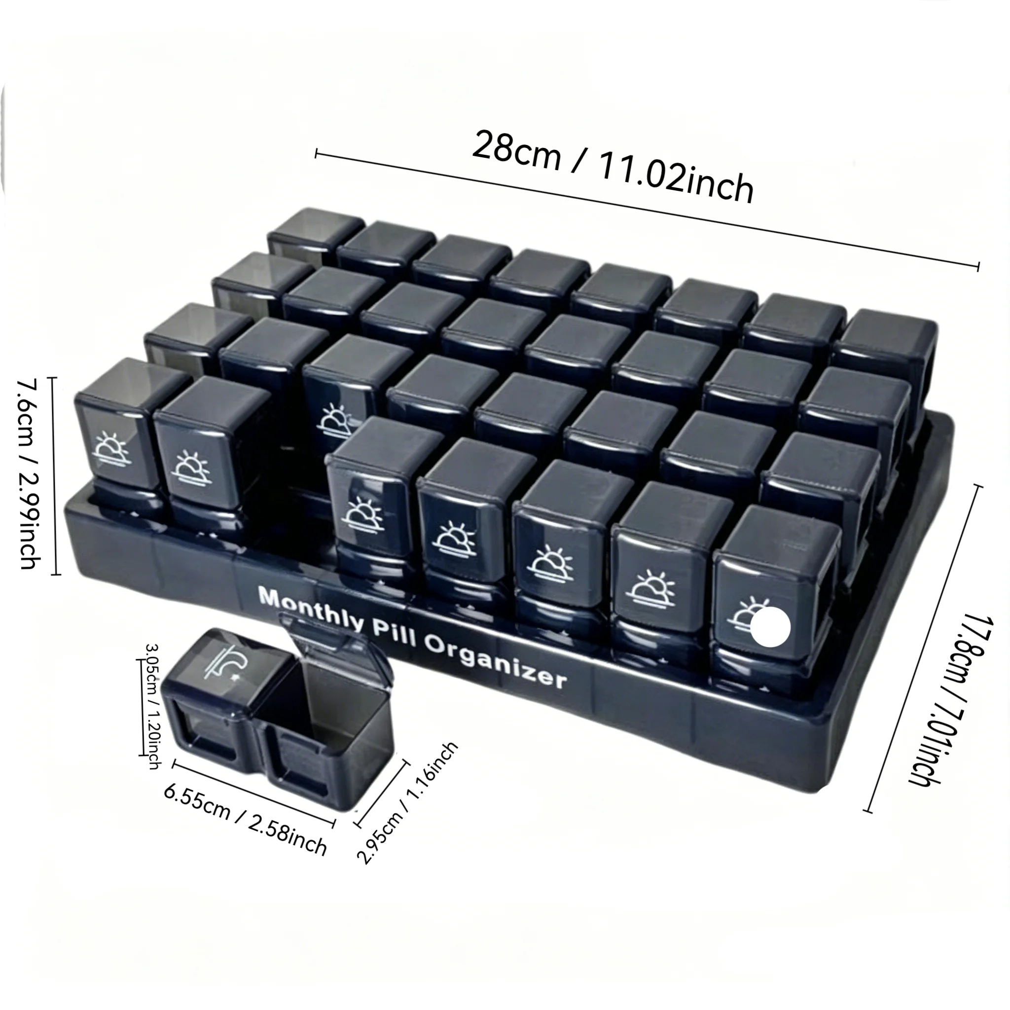 Deluxe AM/PM 31-Day Pill Organizer for Vitamins and Supplements