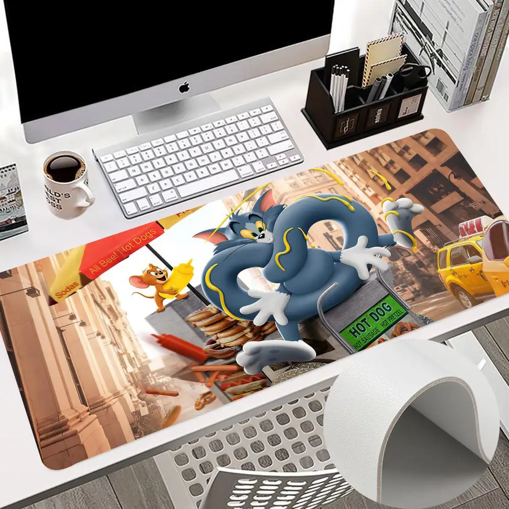 Divertente Cartone Animato T-Tom E J-Jerry Mouse Pad 900X400Mm Tastiera Pc Desk Pad Stampa Hd Computer Double Sided Leather Antiscivolo Pu
