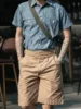 NON STOCK Summer Chambray Short Sleeve Shirt Light Blue Men's Casual Work Shirt 4