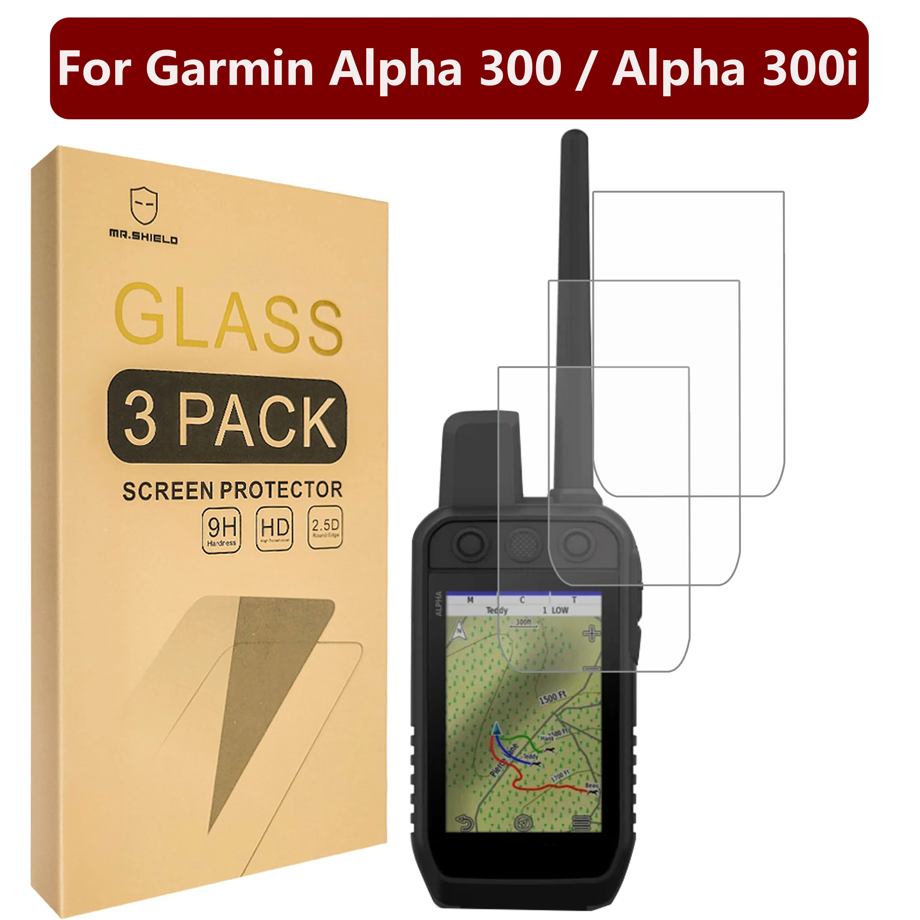 

Mr.Shield [3-Pack] Screen Protector For Garmin Alpha 300 / Alpha 300i [Tempered Glass] [Japan Glass with 9H Hardness]