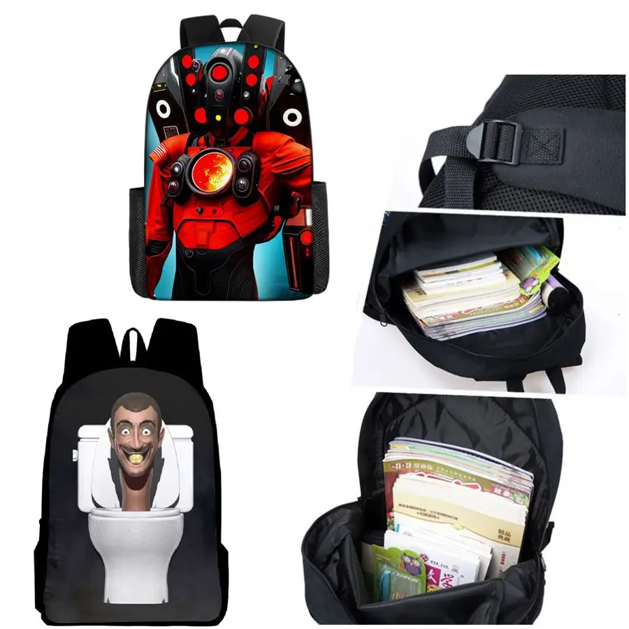 Skibidi Toilet Backpack For School Bag Titans Cameraman Lunch Box Skibidi Mochila Speaker Tv Man Woman Pencil Case Bookbag Kid