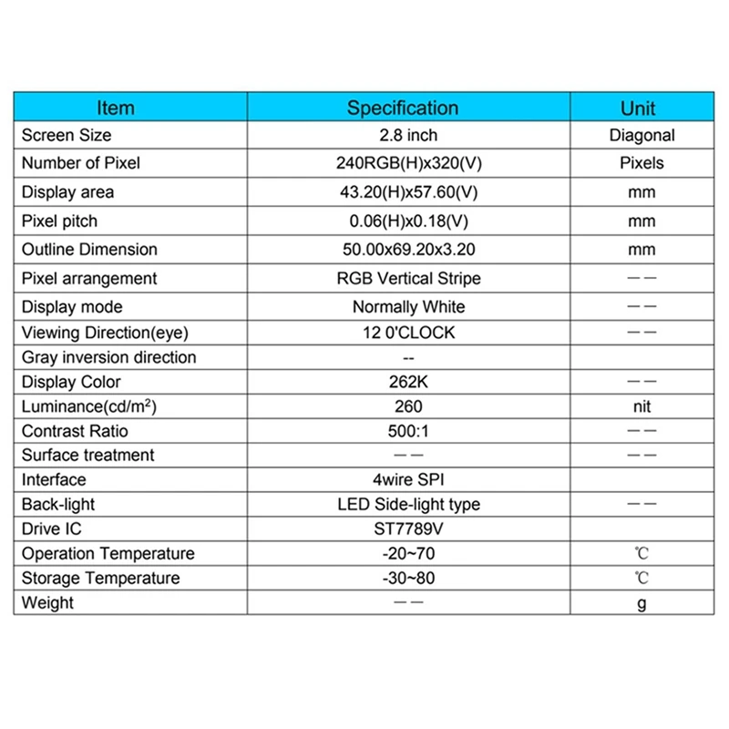 TFT LCD ÷ ÷ ũ, SPI  Ʈ, ST7789V, 240 320  ġ, 2.8 ġ