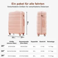 Ensemble de valises, tailles M-L-XL, valises rigides en ABS, ensembles de valises durables, valises avec roulettes pivotantes et serrure, avec sac de toilette, rose 4