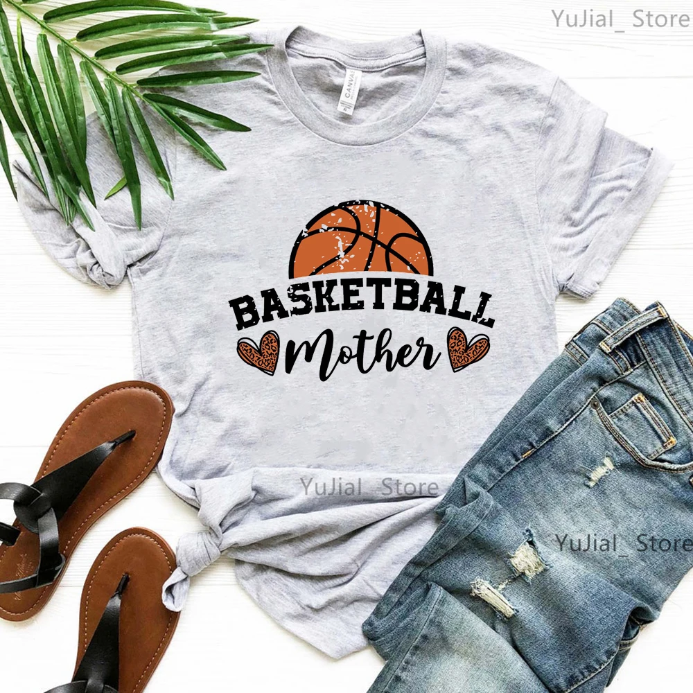 Basketball Mother Graphic Print T Shirt Women Leopard Love Pink Gray Tshirt Femme Harajuku Shirt Summer Fashion T-Shirt Female colorful dog mom forever graphic print tshirt women clothes 2024 summer stylish t shirt female harajuku shirt summer tops tee